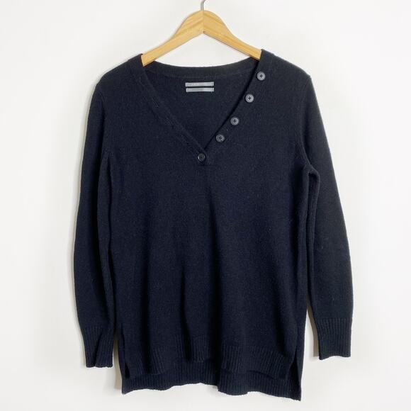 Anthropologie Serena V-Neck Button Front Pullover Sweater Black Size S - Picture 2 of 8